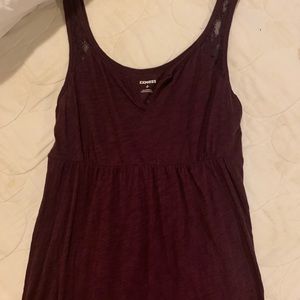 Burgundy cotton and lace tank